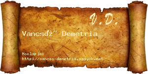 Vancsó Demetria névjegykártya
